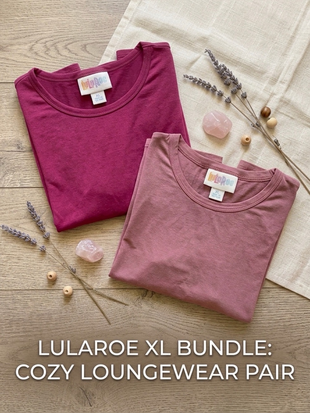 LuLaRoe Tunic Tops Bundle Lot of 2 XL Berry Mauve High Low Hem Pockets EUC